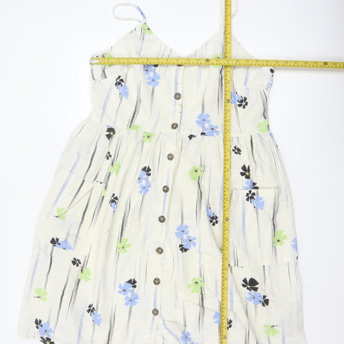 Marks and Spencer Per Una Women’s Ivory Floral A-Line Summer Dress Size 18