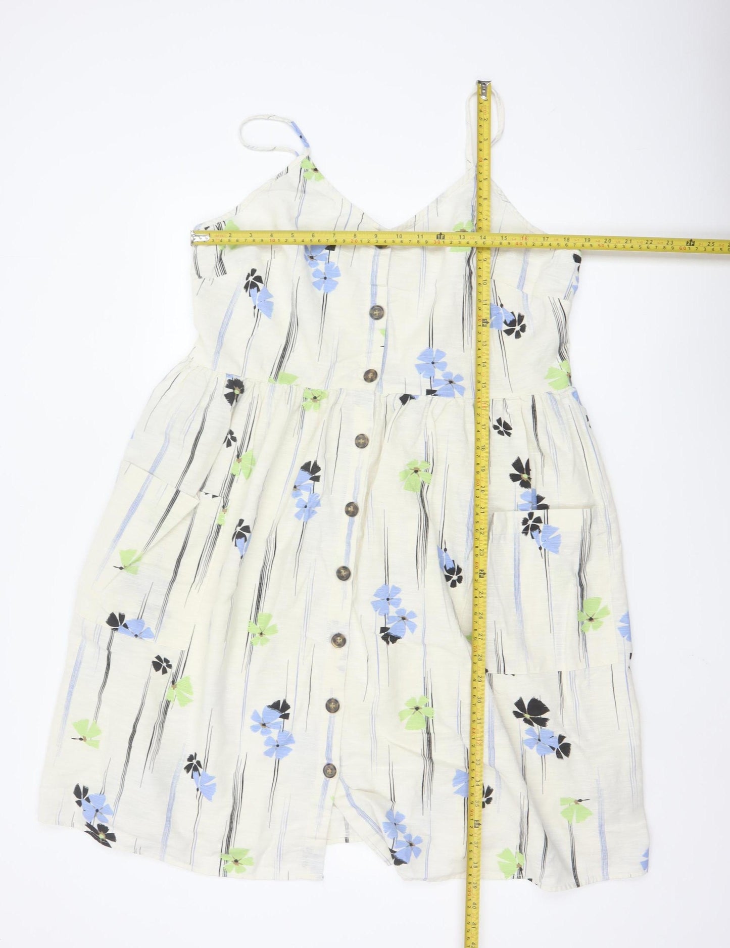 Marks and Spencer Per Una Women’s Ivory Floral A-Line Summer Dress Size 18