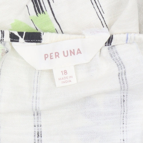 Marks and Spencer Per Una Women’s Ivory Floral A-Line Summer Dress Size 18