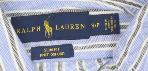 Ralph Lauren Men Blue Slim Fit Striped Button-Up Oxford Shirt S