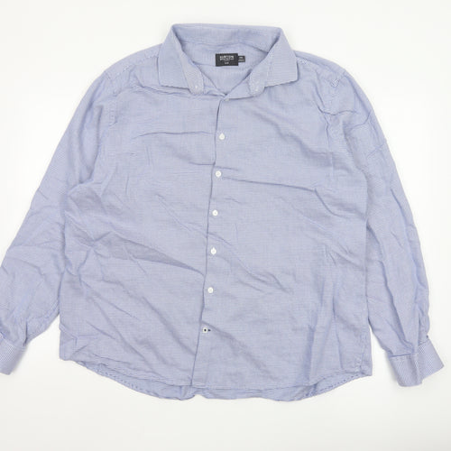 Burton Menswear London Men's Blue Slim Fit 2XL Long Sleeve Check Shirt