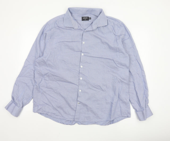 Burton Menswear London Men's Blue Slim Fit 2XL Long Sleeve Check Shirt