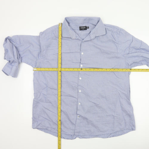 Burton Menswear London Men's Blue Slim Fit 2XL Long Sleeve Check Shirt