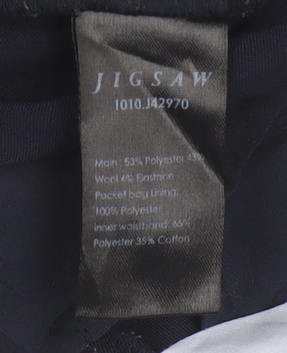 Jigsaw Womens Black Wool Blend Slim Tapered Trousers UK 6