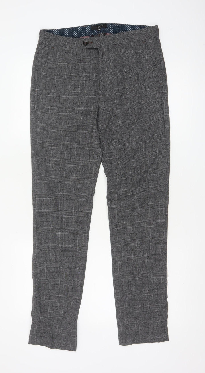 Ted Baker Men's Grey Check Slim Fit Chino Trousers 30R