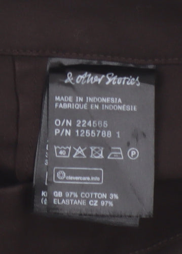 & Other Stories Women Brown Trousers Size 6 Straight Cotton Blend