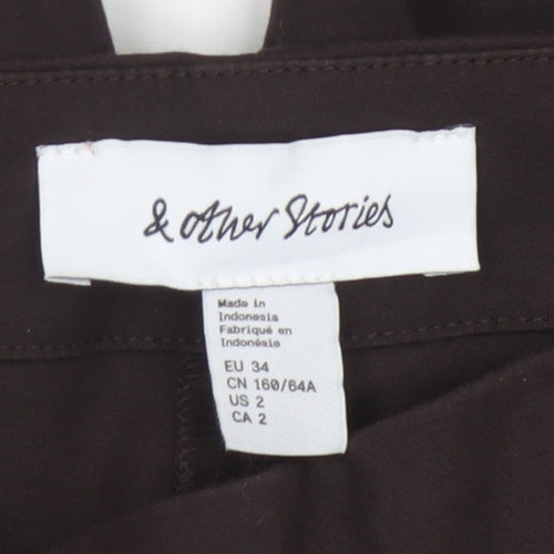 & Other Stories Women Brown Trousers Size 6 Straight Cotton Blend