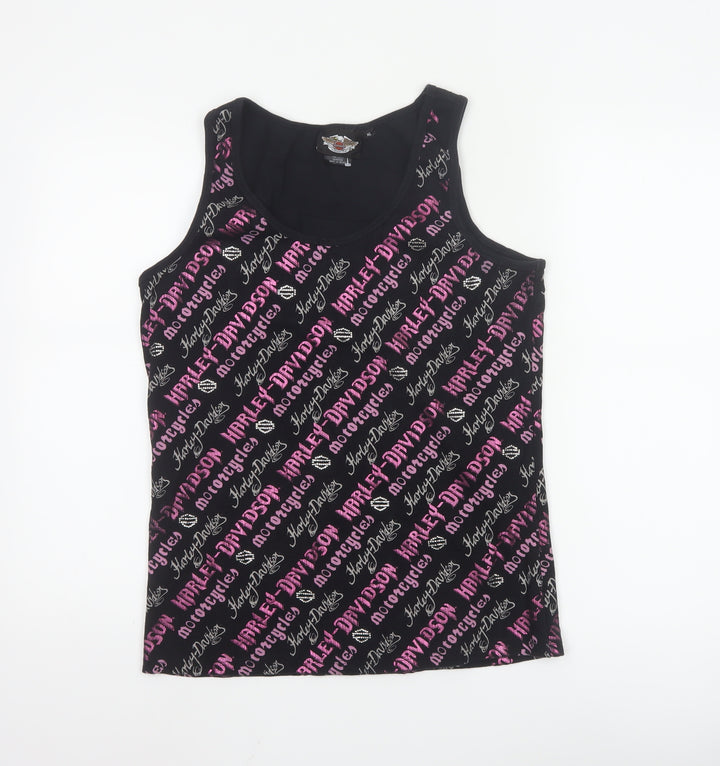 Harley-Davidson Womens Black XL Tank Top Cotton Stretch Biker Style