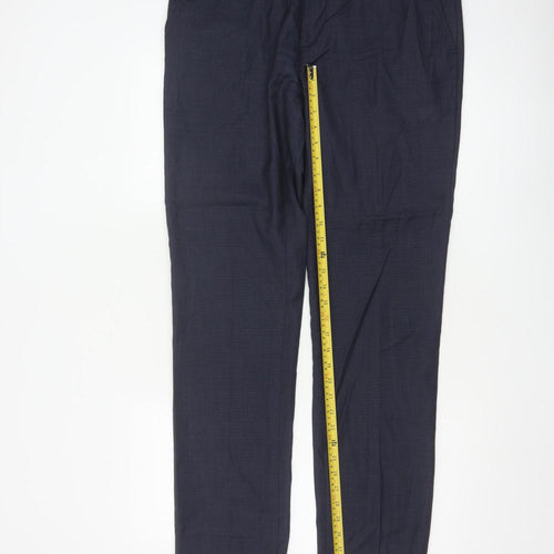 Topman Men’s Navy Blue Wool Blend Dress Trousers Size 36L
