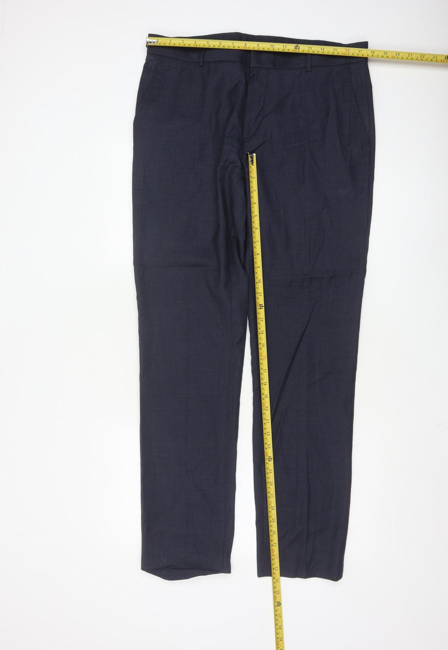 Topman Men’s Navy Blue Wool Blend Dress Trousers Size 36L