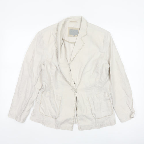 Marks and Spencer Per Una Ivory Linen Blazer Jacket Women Size 12