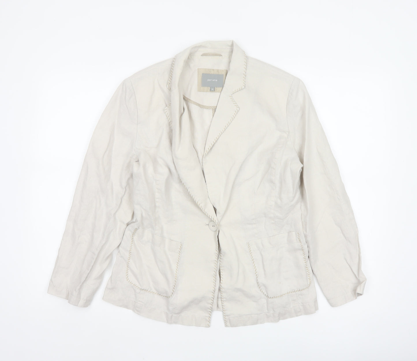 Marks and Spencer Per Una Ivory Linen Blazer Jacket Women Size 12
