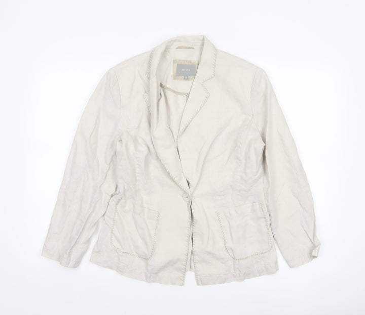 Marks and Spencer Per Una Ivory Linen Blazer Jacket Women Size 12