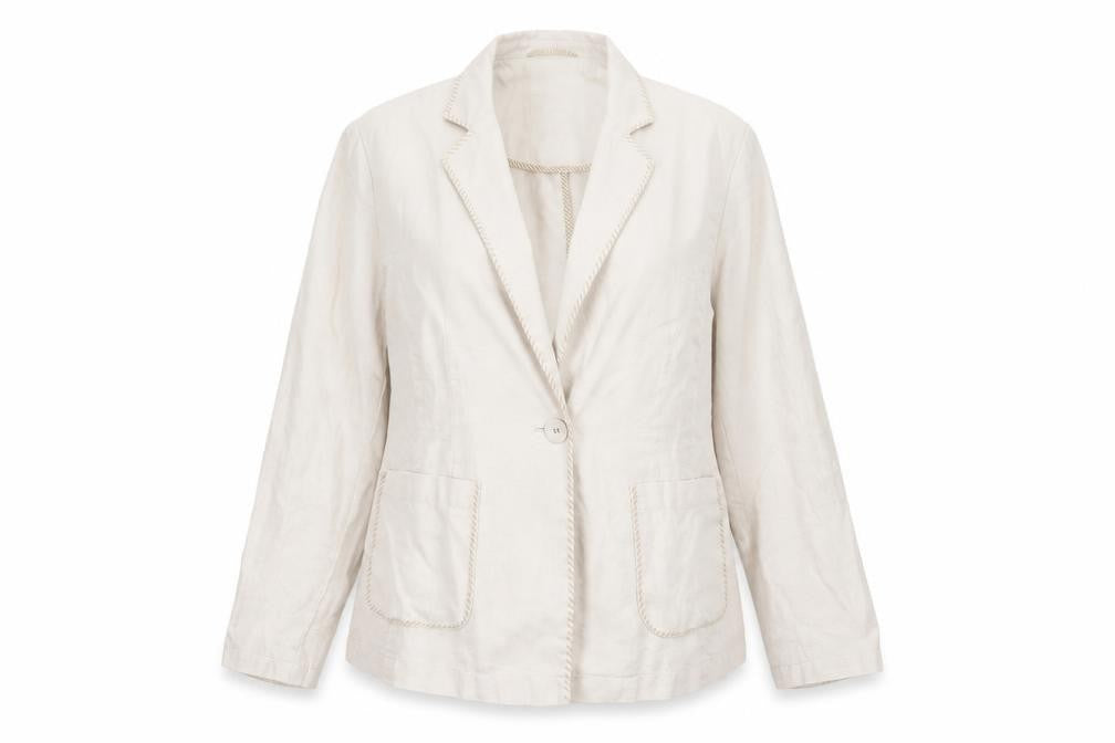 Front view of Marks & Spencer Per Una Ivory Linen Blazer Jacket Women, size 12