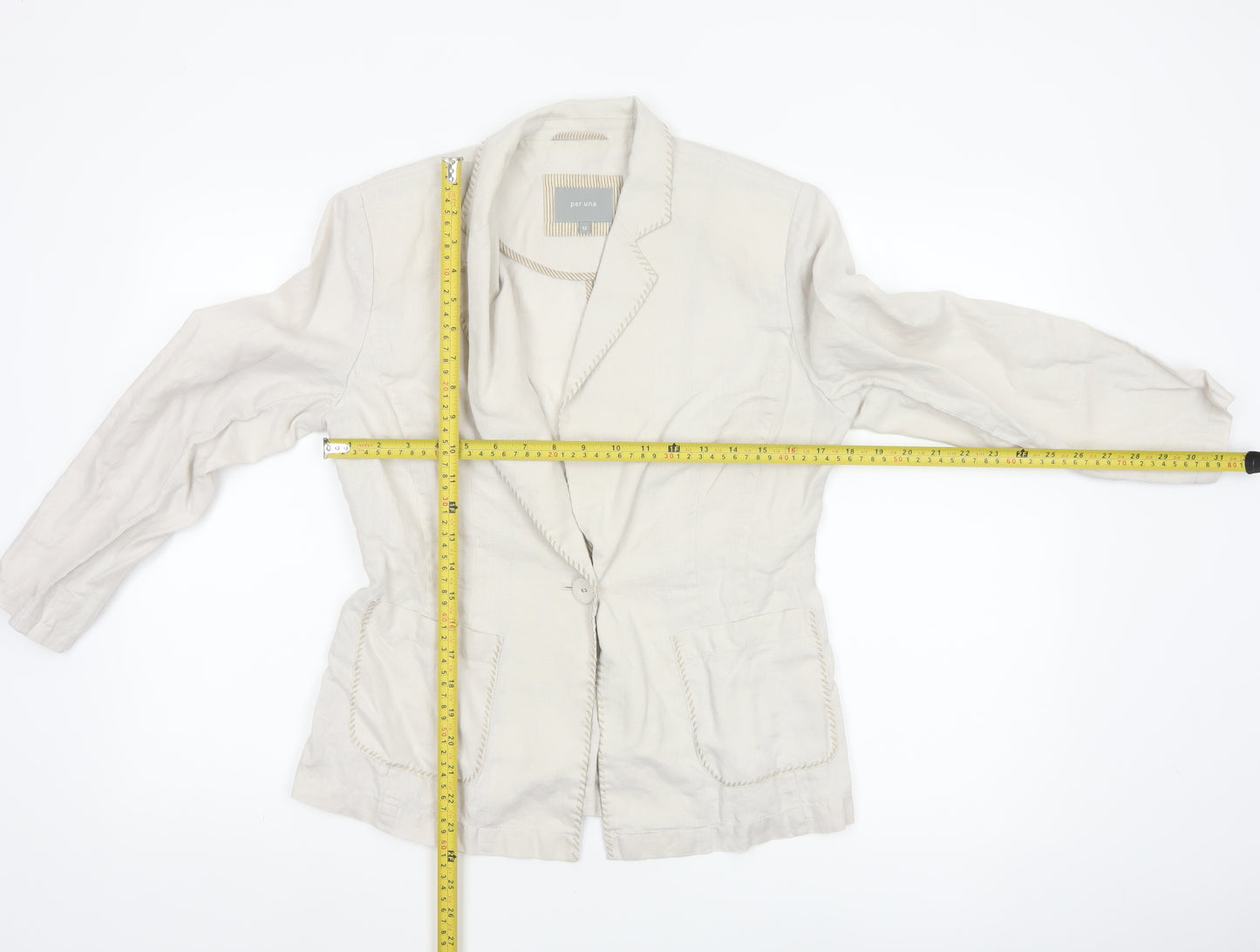 Marks and Spencer Per Una Ivory Linen Blazer Jacket Women Size 12