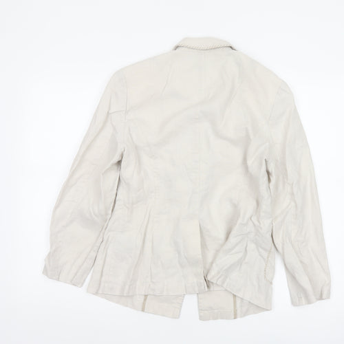 Marks and Spencer Per Una Ivory Linen Blazer Jacket Women Size 12