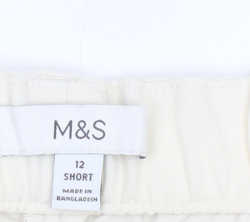 Marks and Spencer Women Beige Size 12 Short Tapered Trousers