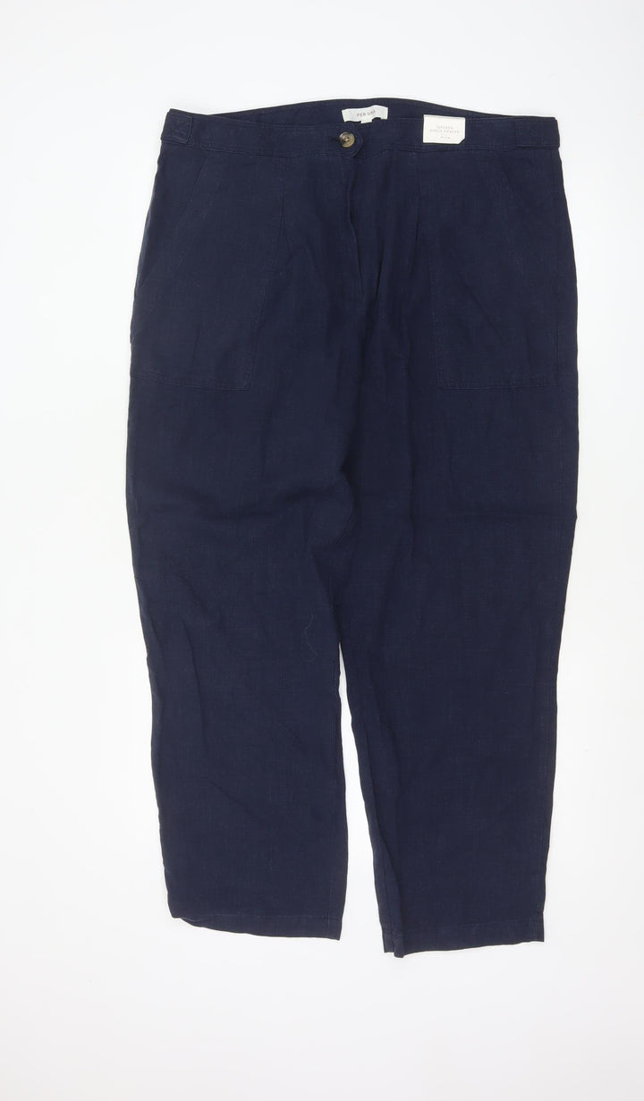Marks and Spencer Per Una Navy Linen Trousers Women’s Size 18 Casual