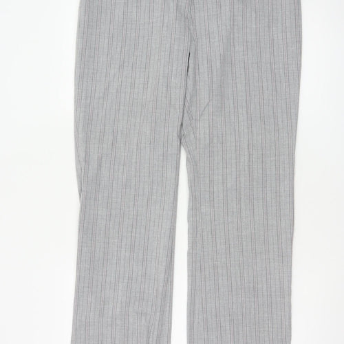 Amaranto Women Grey Pinstripe Straight Leg Trousers Size 14