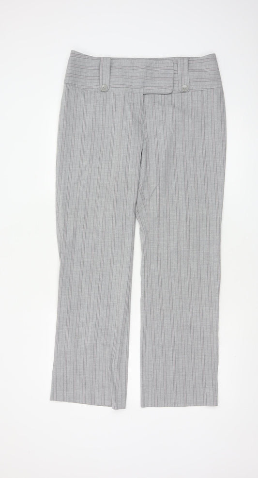 Amaranto Women Grey Pinstripe Straight Leg Trousers Size 14