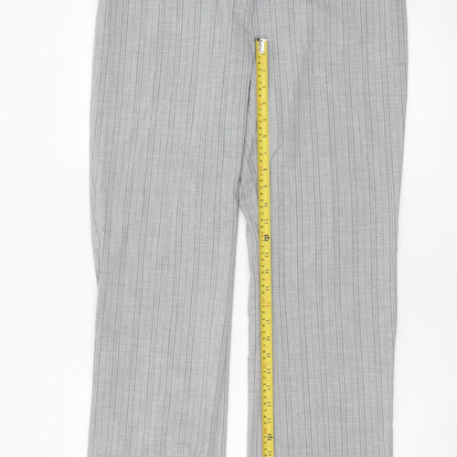 Amaranto Women Grey Pinstripe Straight Leg Trousers Size 14