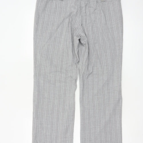 Amaranto Women Grey Pinstripe Straight Leg Trousers Size 14