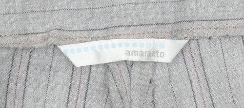 Amaranto Women Grey Pinstripe Straight Leg Trousers Size 14