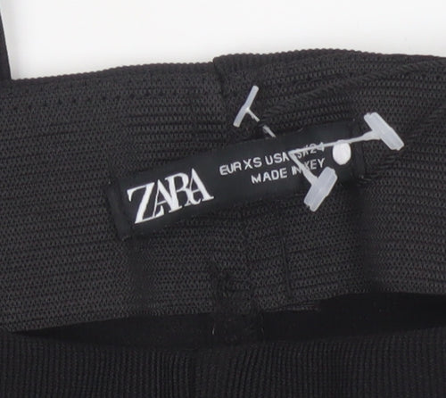 Zara Womens Black XS Flared High Rise Stretch Knit Trousers