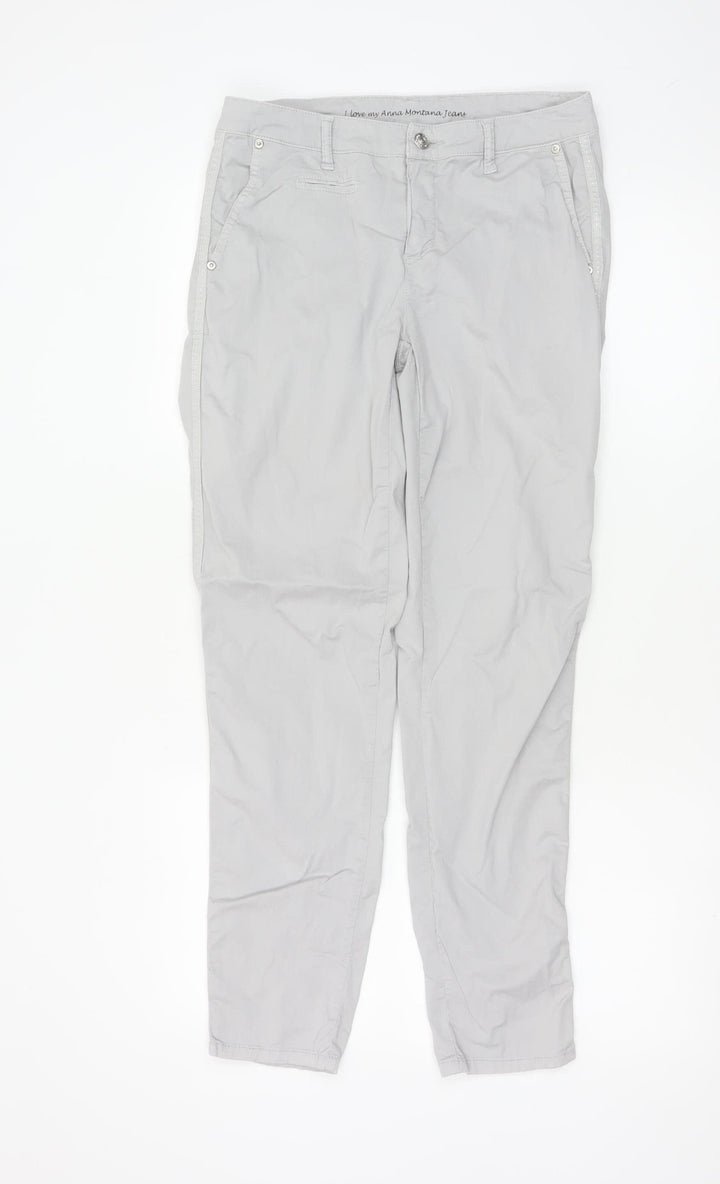 Anna Montana Women’s Grey Chino Trousers Size 10 Stretch Cotton