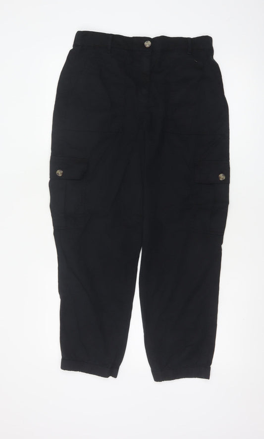 Marks and Spencer Women's Black Cargo Trousers Size 12 Short