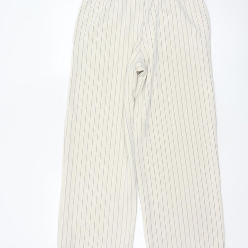 Marks and Spencer Womens Beige Striped Wide-Leg Trousers Size 12