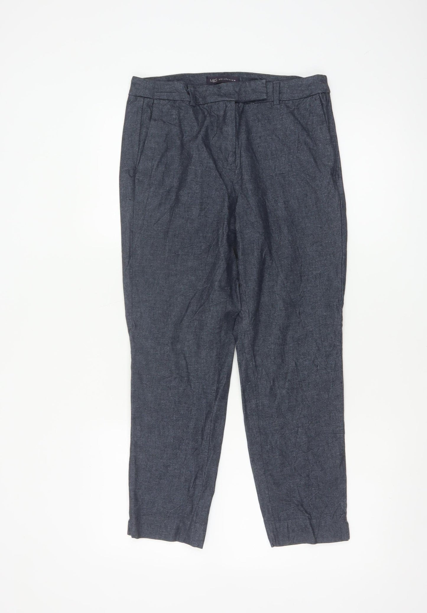 Marks and Spencer Women Blue Short Cropped Chino Trousers UK 10