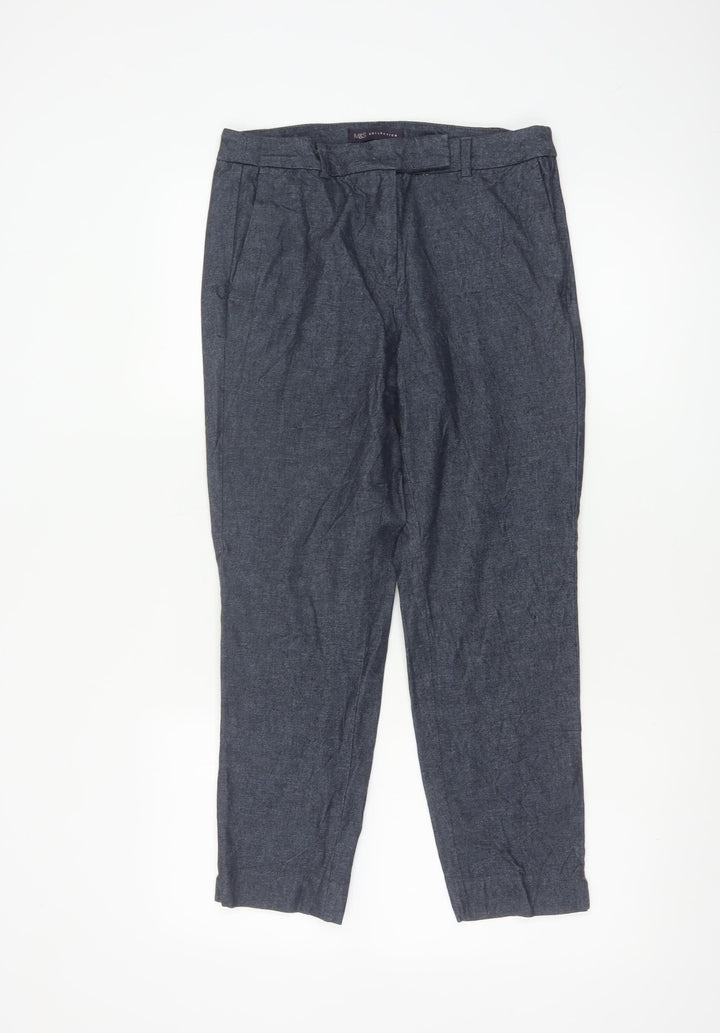 Marks and Spencer Women Blue Short Cropped Chino Trousers UK 10