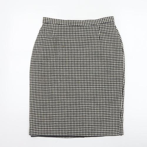 Marks and Spencer Women’s Black Wool Check Pencil Skirt UK 14