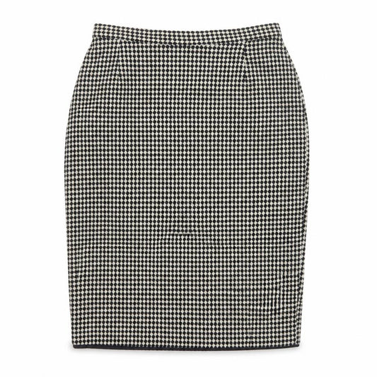 Front view of Marks & Spencer Women’s Black Wool Check Pencil Skirt UK 14