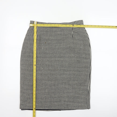 Marks and Spencer Women’s Black Wool Check Pencil Skirt UK 14