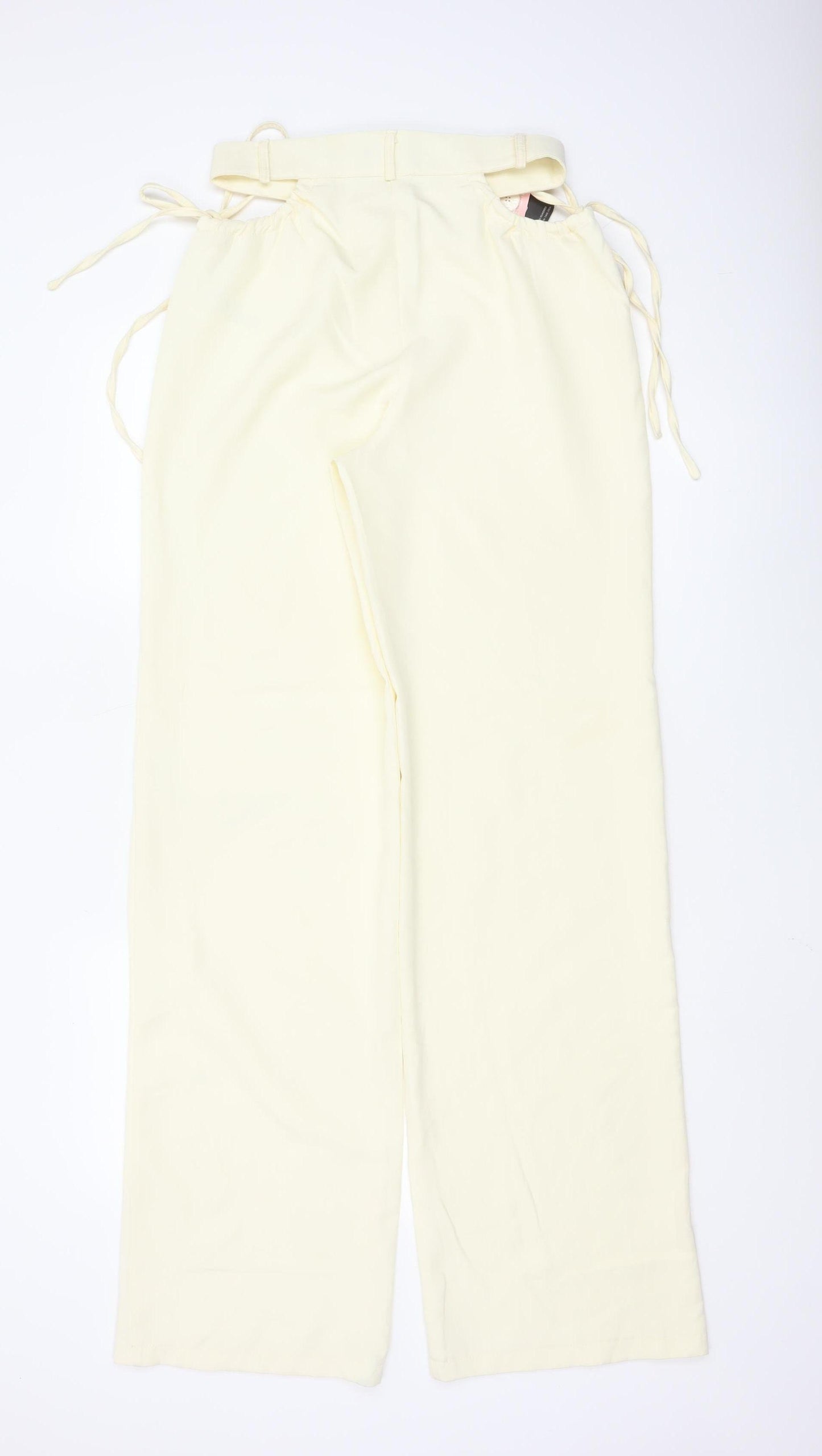 PrettyLittleThing Women's Ivory Size 8 High Rise Paperbag Trousers