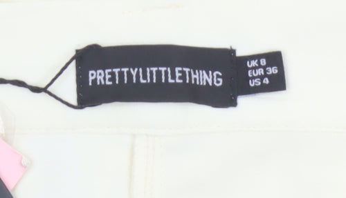 PrettyLittleThing Women's Ivory Size 8 High Rise Paperbag Trousers
