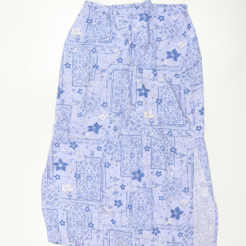 Christopher & Banks Women's Blue Floral Rayon Midi A-Line Skirt Size 10
