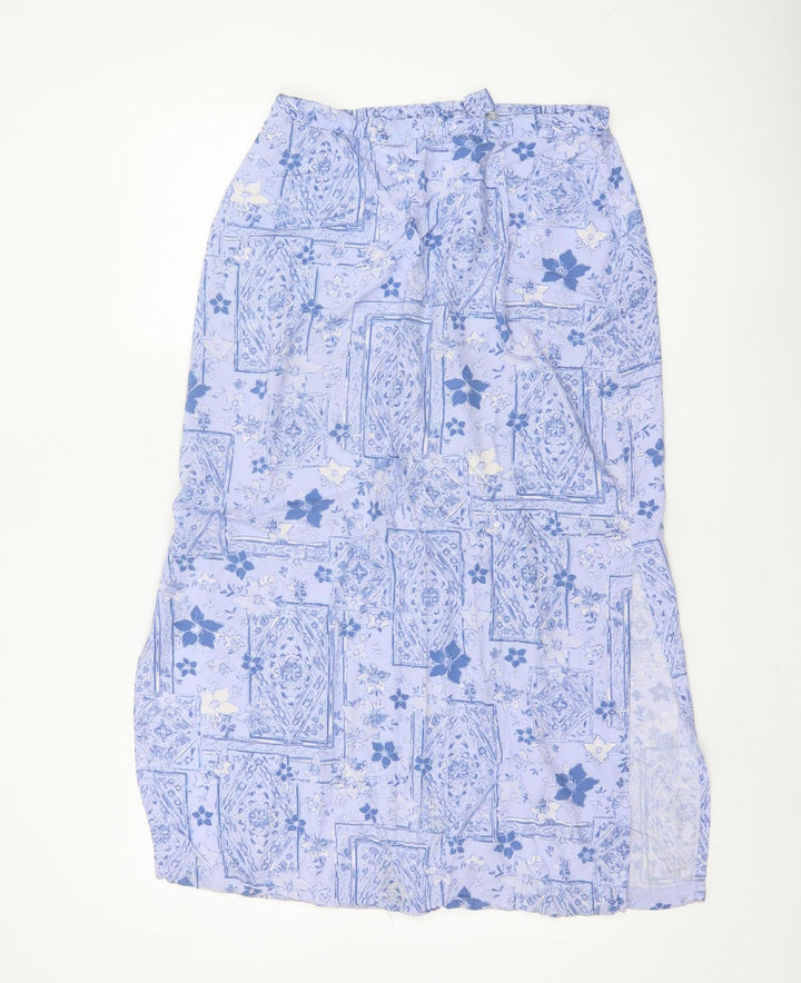 Christopher & Banks Women's Blue Floral Rayon Midi A-Line Skirt Size 10