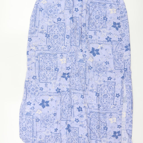 Christopher & Banks Women's Blue Floral Rayon Midi A-Line Skirt Size 10