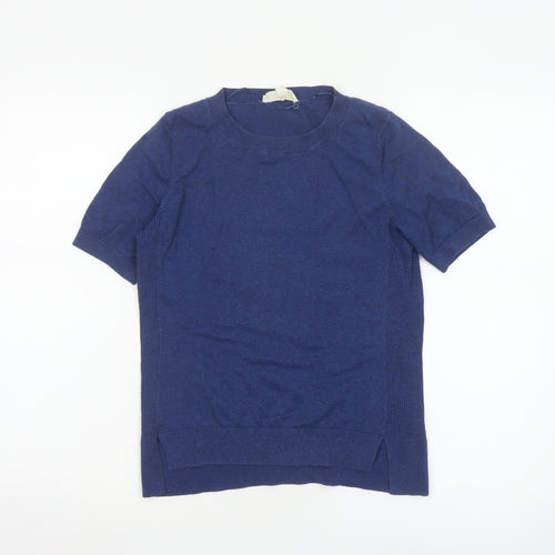 Seasalt Cornwall Women's Blue 100% Cotton Short Sleeve Crew Neck T-Shirt UK 8
