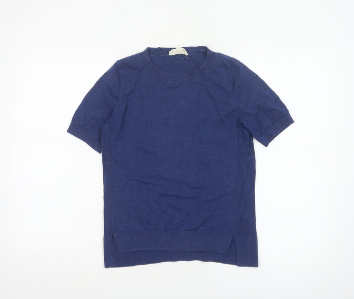Seasalt Cornwall Women's Blue 100% Cotton Short Sleeve Crew Neck T-Shirt UK 8