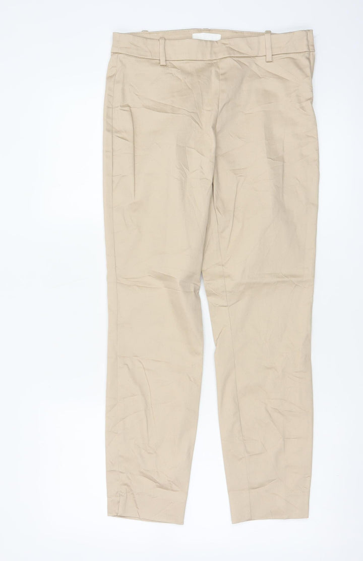 H&M Women Beige Chino Trousers Size 10 Cotton Blend Casual