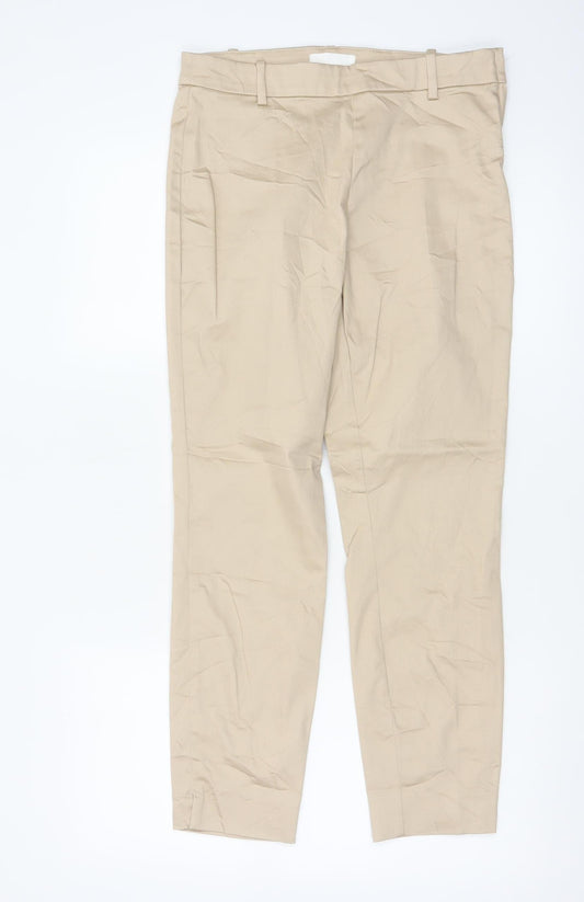 H&M Women Beige Chino Trousers Size 10 Cotton Blend Casual