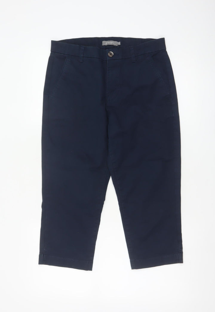 Principles Women Navy Blue Cotton Blend Chino Trousers Size 10