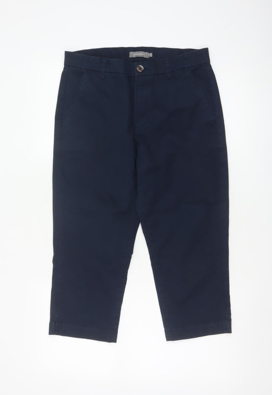 Principles Women Navy Blue Cotton Blend Chino Trousers Size 10