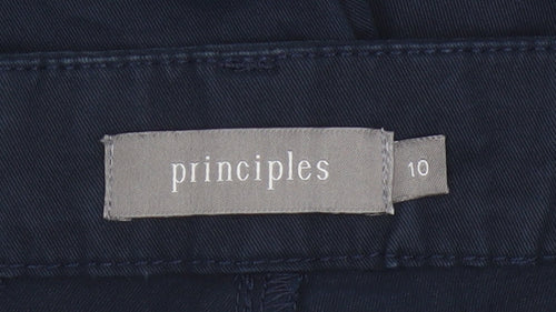 Principles Women Navy Blue Cotton Blend Chino Trousers Size 10