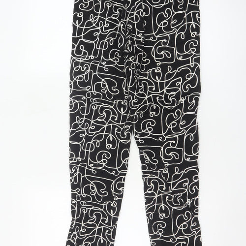 Lucy & Yak Women's Black Geometric High Rise Tapered Cotton Trousers 26/30