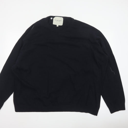 Flintoff by Jacamo Men's Black 5XL Wool Crew Neck Jumper